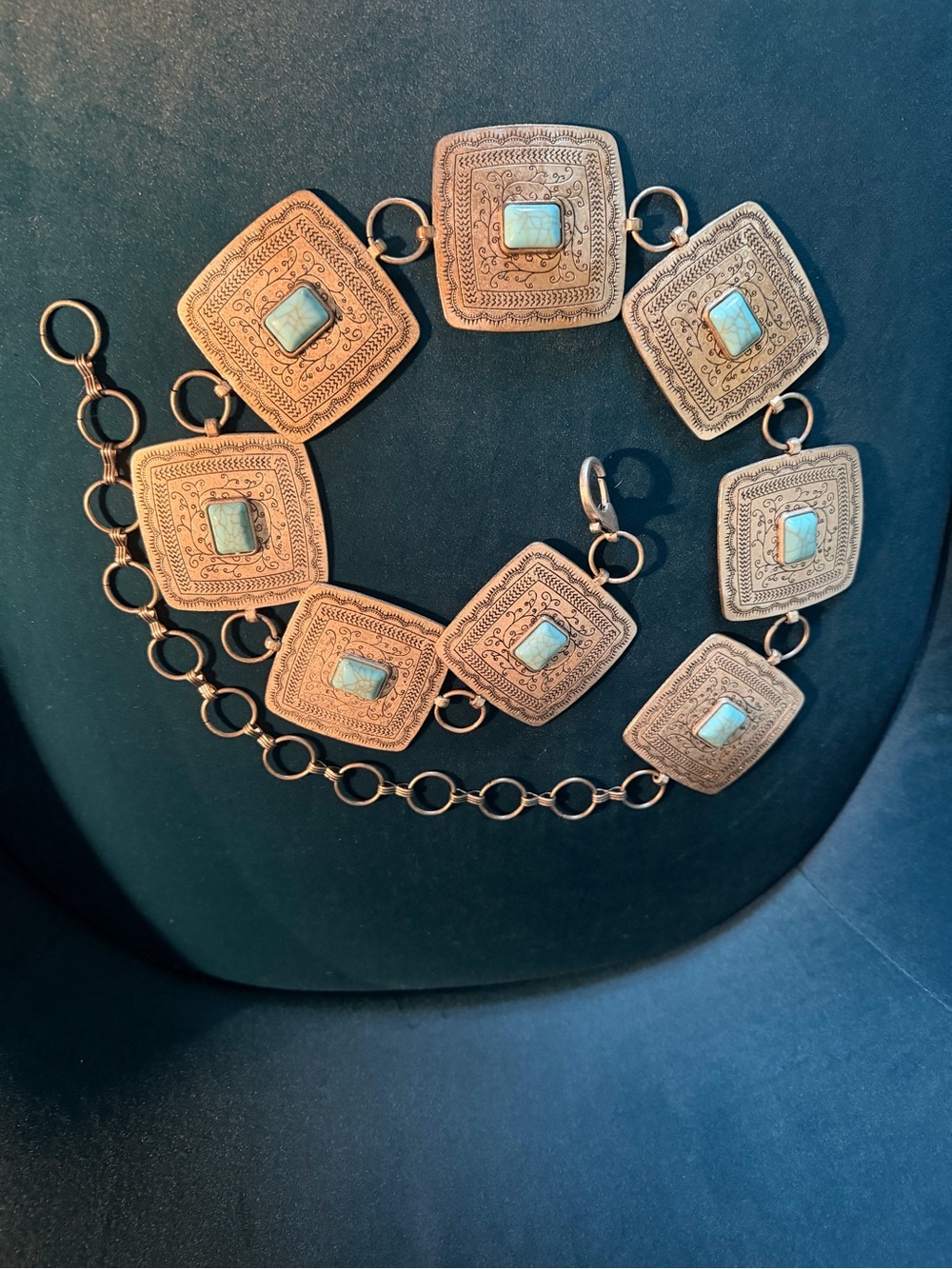 Turquoise Square Concho Chain Belt